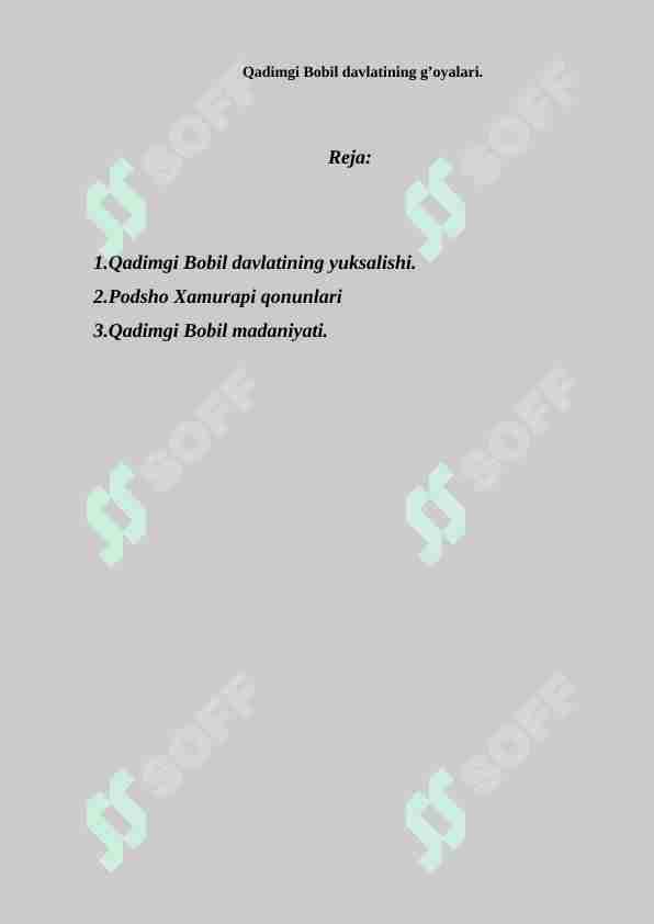 Qadimgi Bobil davlatining g’oyalari.