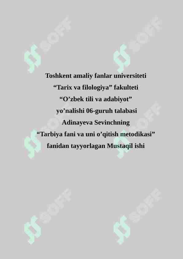 Rivojlangan mamlakatlarda milliy tarbiya dasturlari