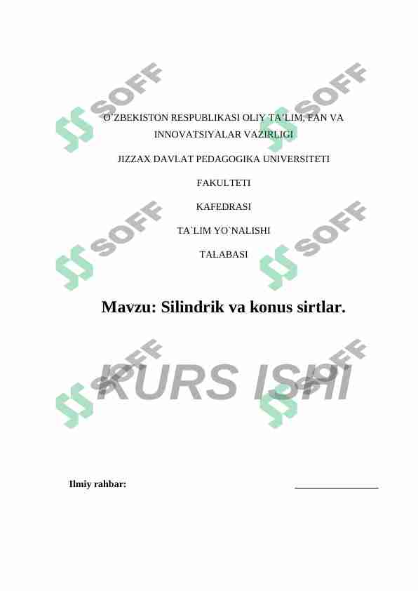 Slindrik va konus sirtlar