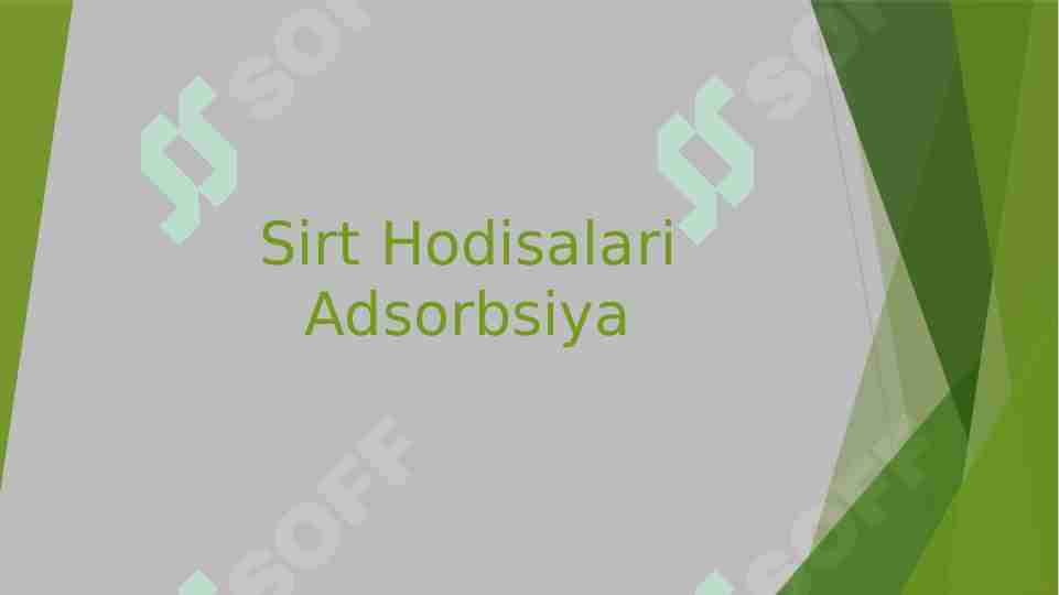 Sirt Hodisalari Adsorbsiya