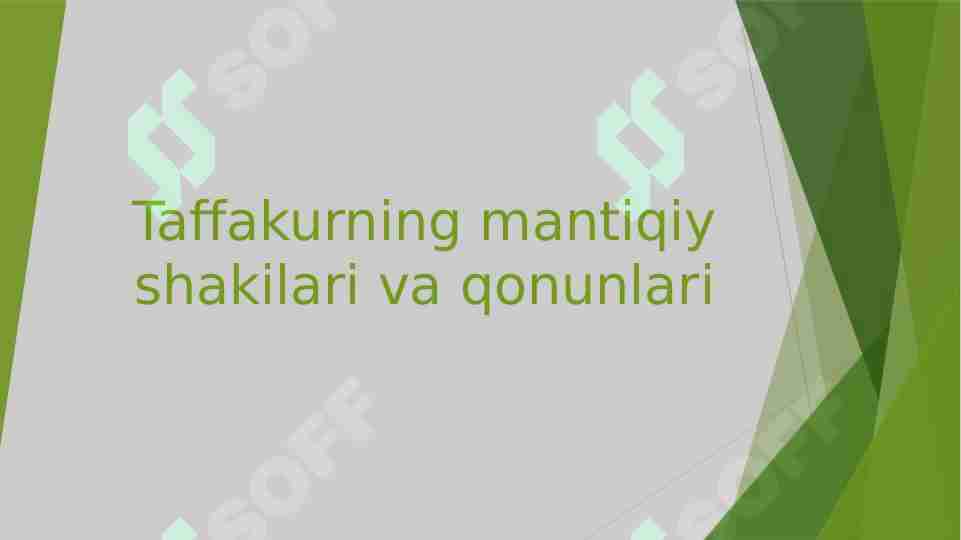 Taffakurning mantiqiy shakilari va qonunlari