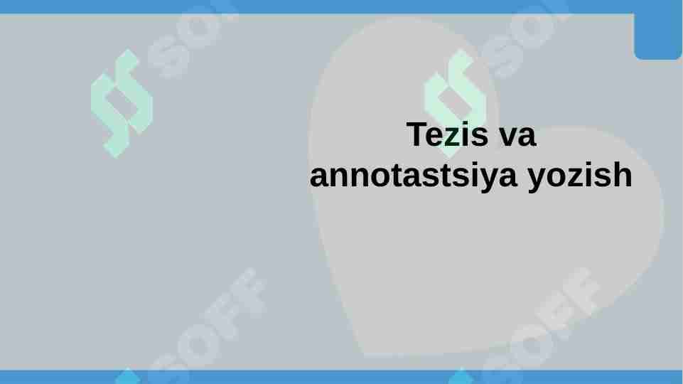 Tezis va maqola yozish