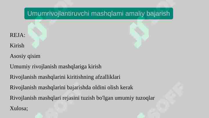 Umumrivojlantiruvchi mashqlami amaliy bajarish