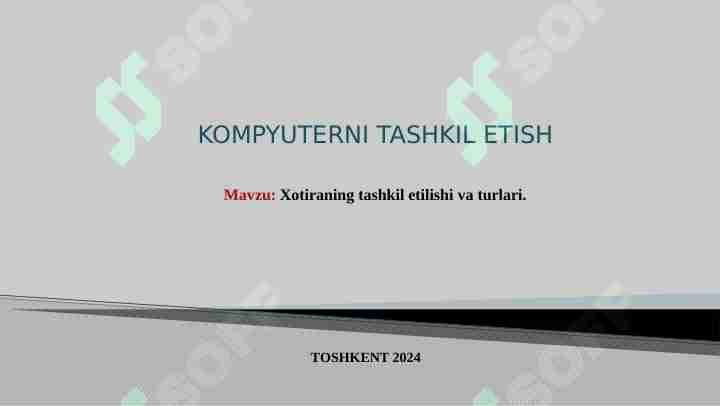 Xotiraning tashkil etilishi va turlari