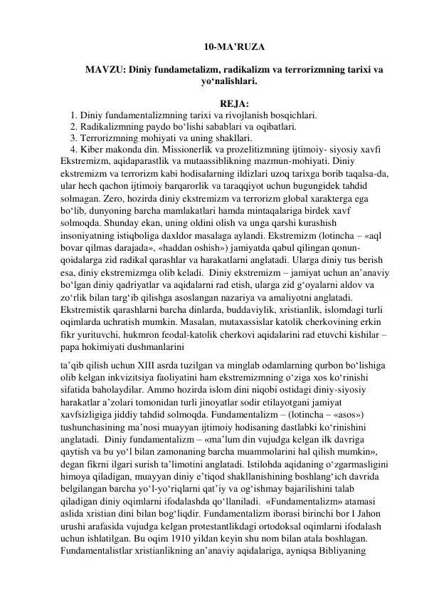 Diniy fundamentalizm, radikalizm va terrorizm