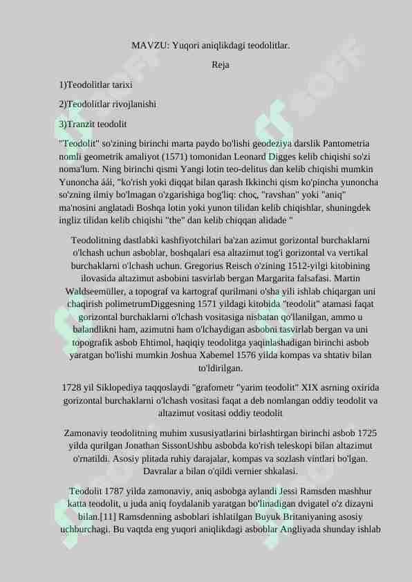 Yuqori aniqlikdagi teodolitlar