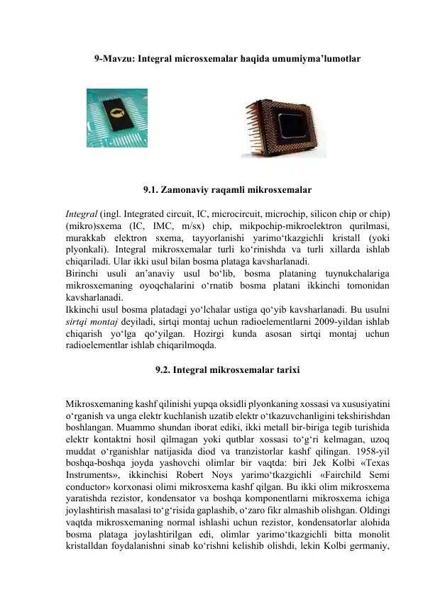 Integral mikrosxemalar