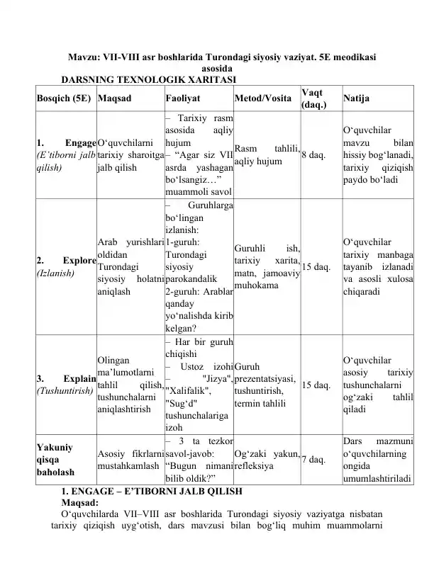 VII-VIII asr boshlarida Turondagi siyosiy vaziyat