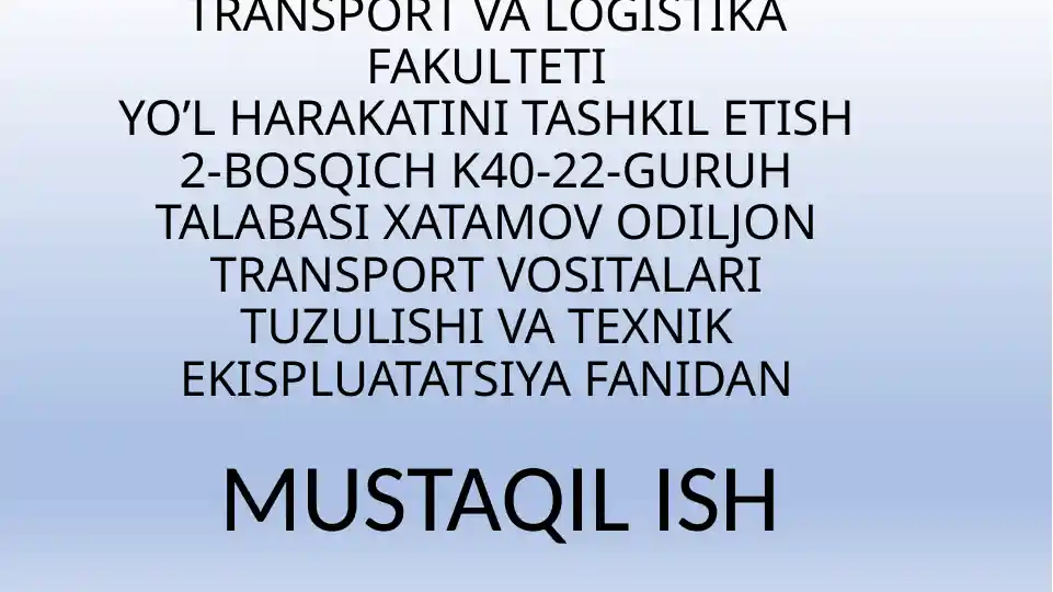 Avtomobillarni diferensial va yarim o’qlariga TXK va T texnologiyasi