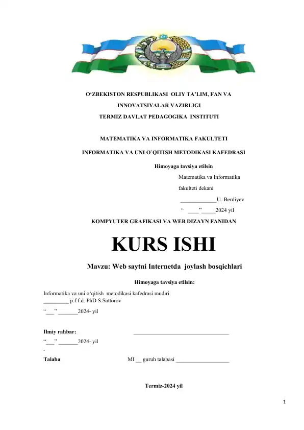 Web saytni Internetda joylash bosqichlari