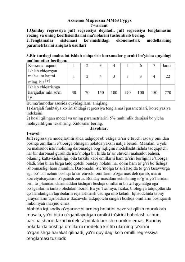 amaliy-ishlar-iqtisodiyot-darajali-funktsiya-korinishidagi-regressiya-tenglamasi-va-uning-tahlili