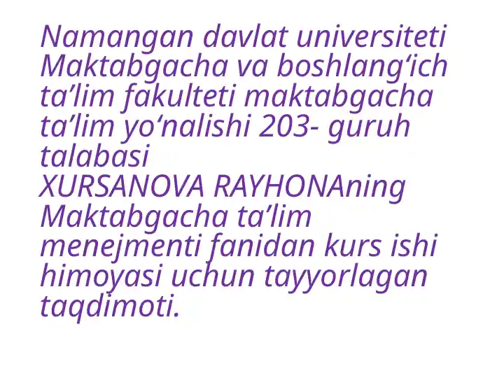 Maktabgacha va boshlang'ich ta'lim fakulteti