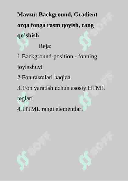 Background, Gradient   orqa fonga rasm qoyish, rang qo’shish