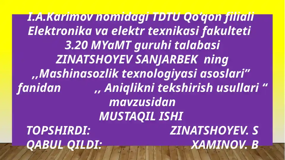 Mashinasozlik texnologiyasi asoslari
