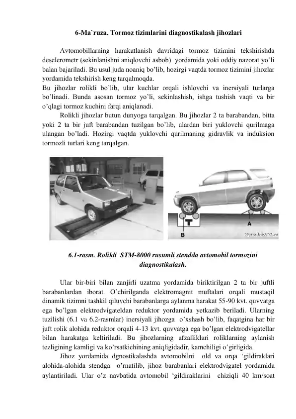 Tormoz tizimlarini diagnostikalash jihozlari