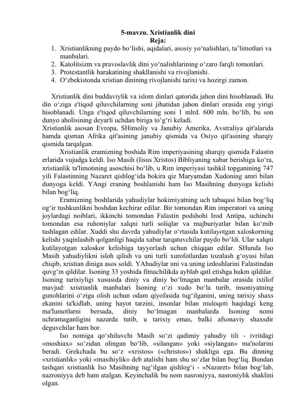Xristianlik dini haqida taqdimot