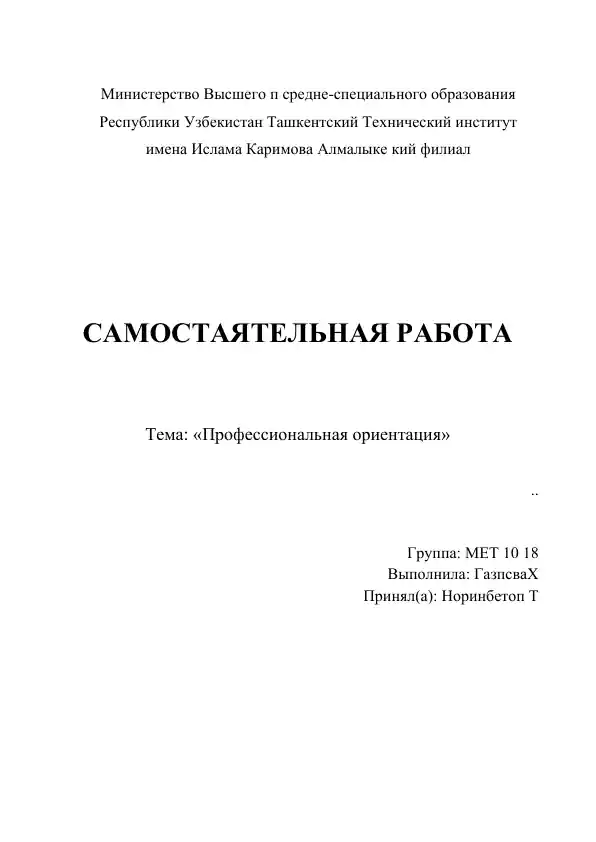 Профессиональная ориентация