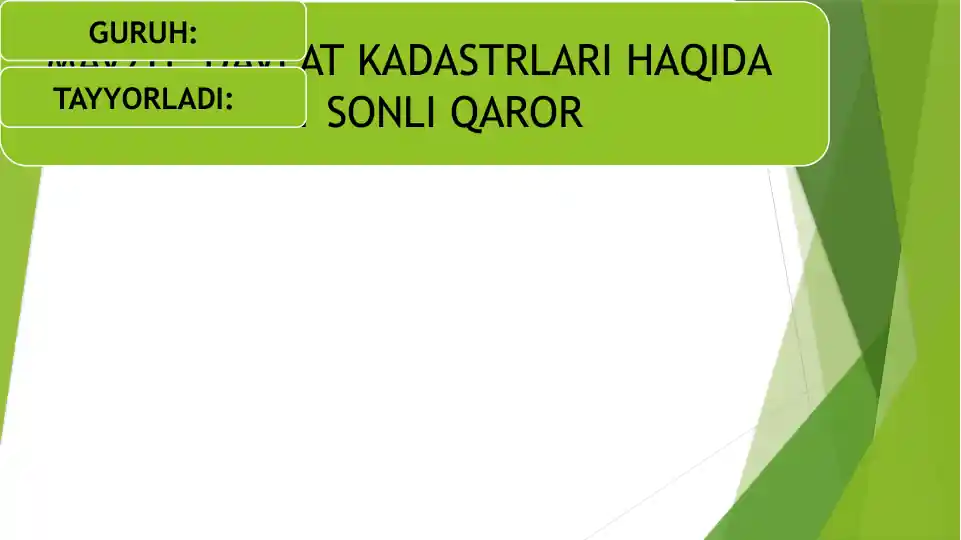 Davlat kadastrlari haqida 171 sonli qaror