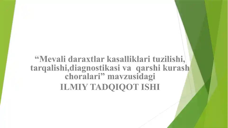 Mevalidaraxtlarkasalliklarituzilishi, tarqalishi, diagnostikasi va qarshi kurash choralarini yaxshi ko'rsatishga yo'llanma