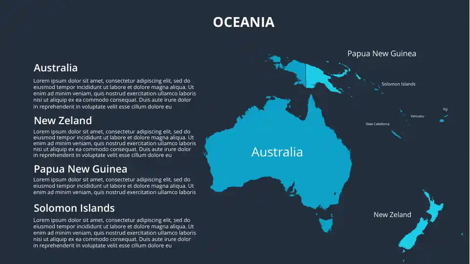 Australia, New Zealand, Papua New Guinea, Solomon Islands