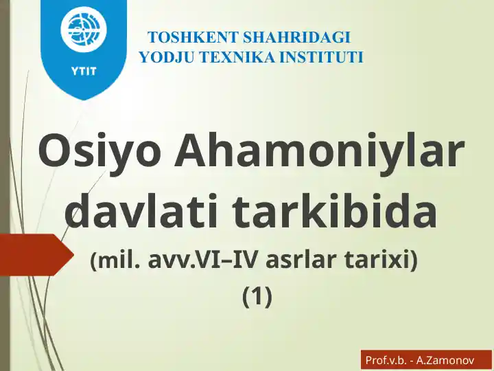 Osiyo Ahamoniylar davlati (mil. avv. VI–IV asrlar)