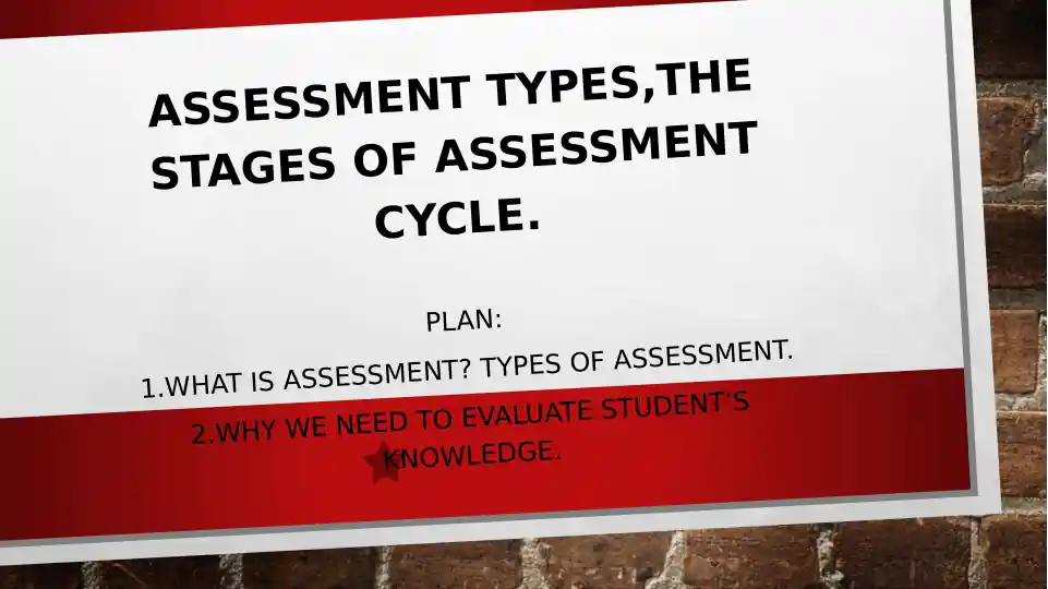 Assessment Types and Stages