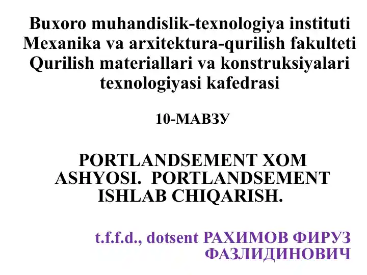 Portlandsement xom ashyosi