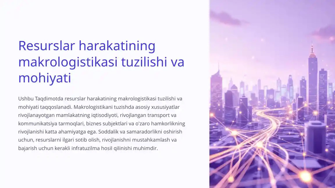 Resurslar harakatining makrologistikasi tuzilishi va mohiyati