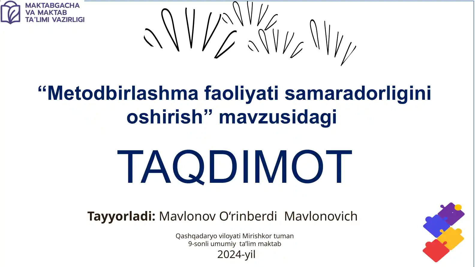 Metodbirlashma faoliyatini oshirish