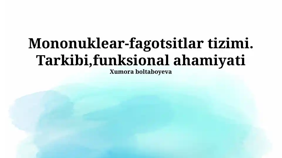 Mononuklear Fagotsit Sistemasi