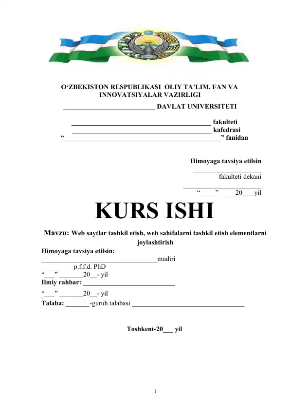 Web saytlar tashkil etish, web sahifalarni tashkil etish elementlarni joylashtirish