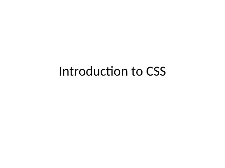 Introduction to CSS