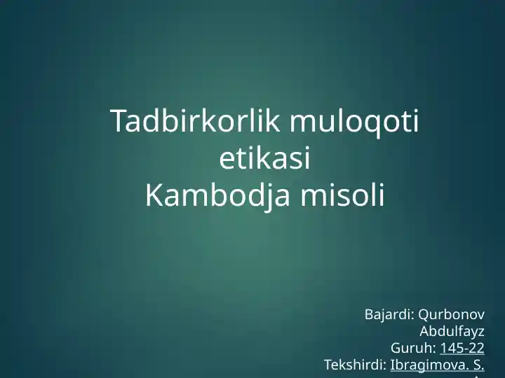 Tadbirkorlik muloqotlari