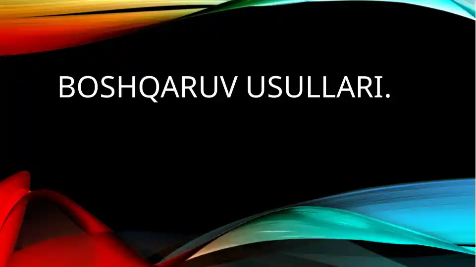 Boshqaruv usullari