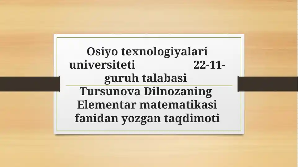 Elementar matematika sifanidan o'zgartirilgan taqdimoti