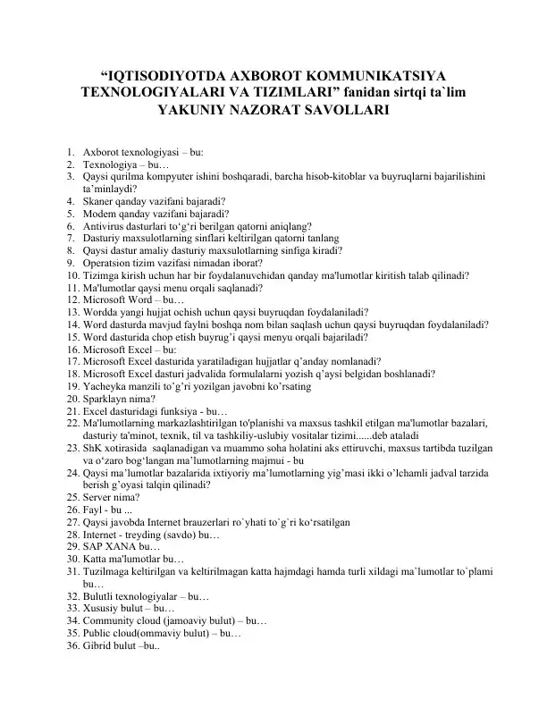 Boglangan va foydalanadi 18