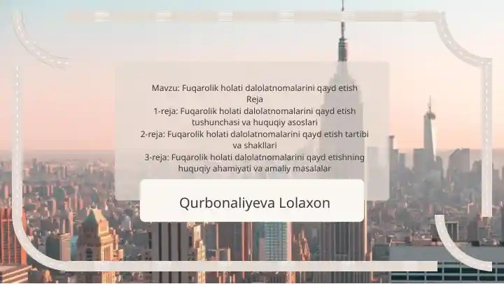 Fuqarolik holati dalolatnomalarini qayd etish