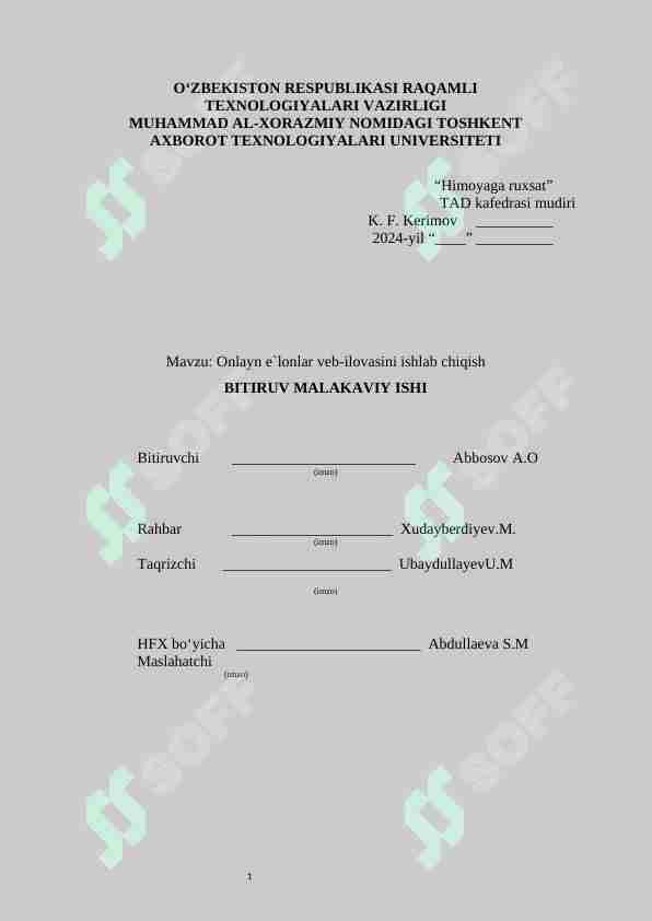 online e'lonlar web ilovasini ishlab chiqish