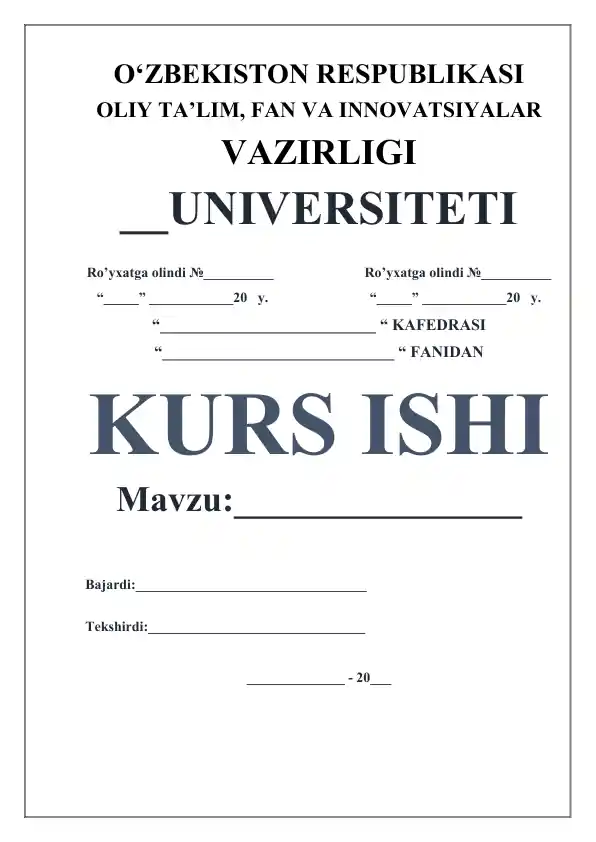 Joizliklar va o’tqazishlarni tanlash prinsiplari bo‘yicha kurs ishi