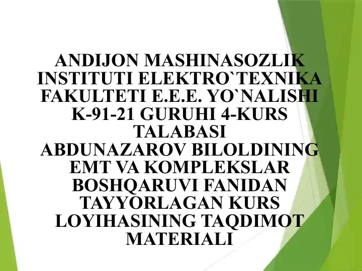 Chastota o‘zgartgichi – asinxron mator tizimi