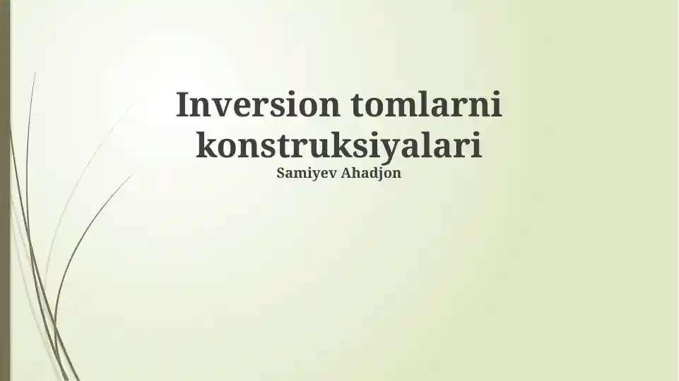 Inversion tomlarni konstruksiyalari