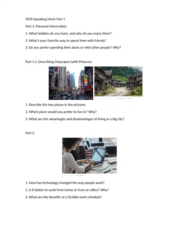 CEFR Speaking Mock Test