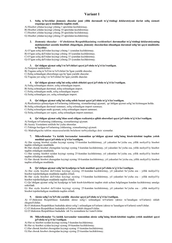 Soliq to'lovchilar deklaratsiyasi