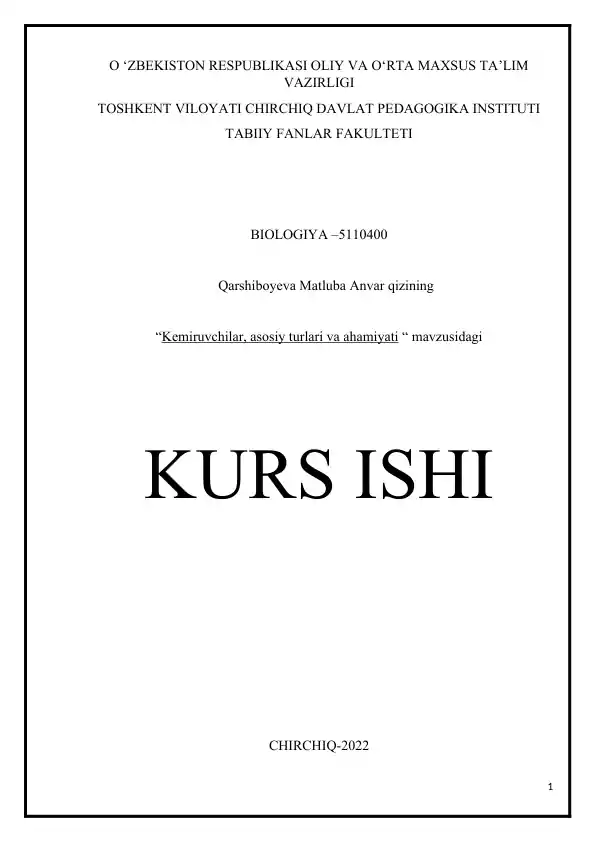 Kemiruvchilar, asosiy turlari va ahamiyati