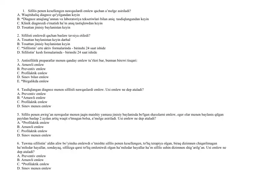 Sifilis penasi va uning emlewi