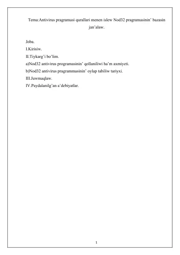 Nod32 antivirus pragramasi