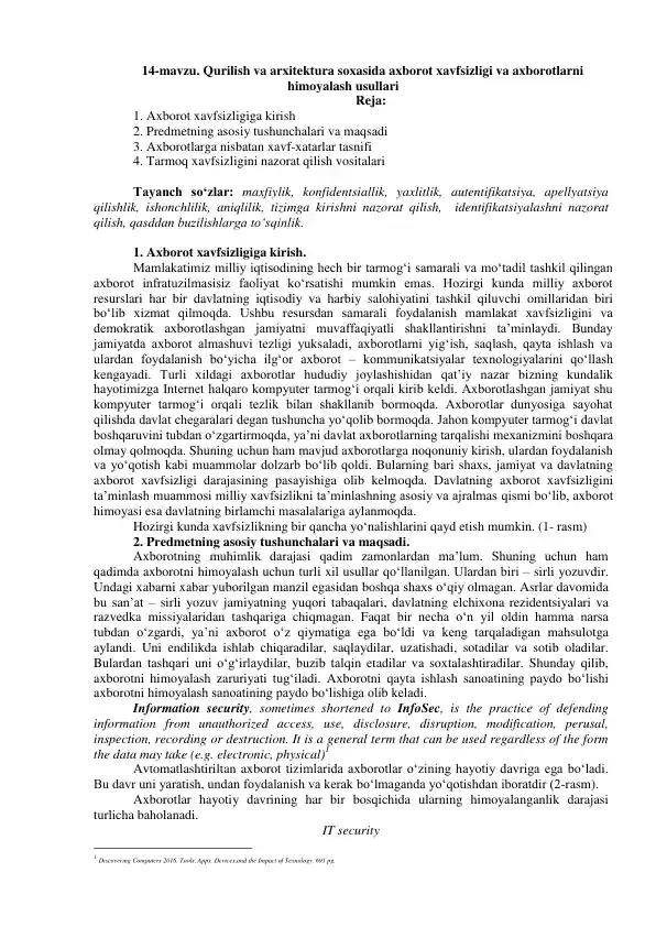 Axbarot xavfsizligi va axbarotlarni himoyalash usullari