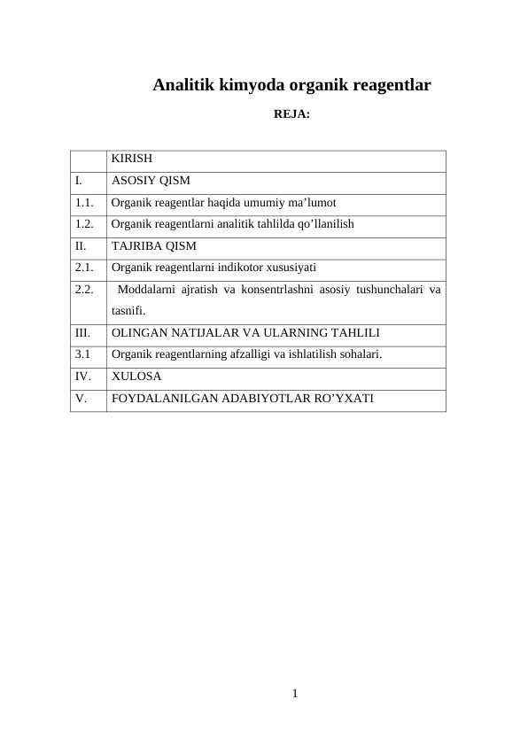 Analitik kimyoda organik reagentlar