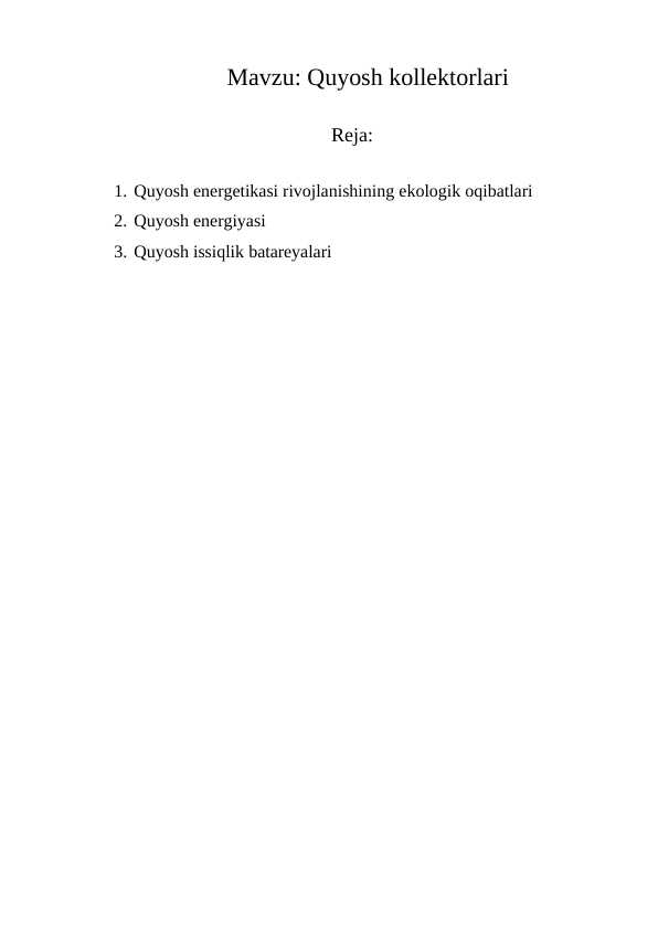 Quyosh kollektorlari