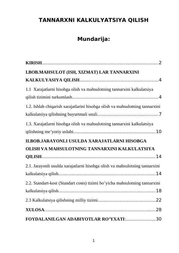 TANNARXNI KALKULYATSIYA QILISH